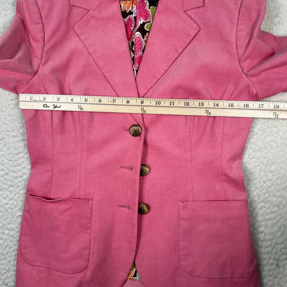 Lilly Pulitzer Corduroy Blazer Women 2 Pink Elbow Patch Barbiecore Preppy